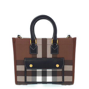 Burberry Check Leather Freya Tote Handbag